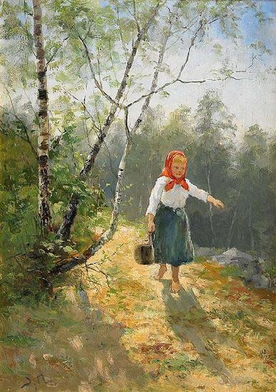 Severin Nilsson Liten hallandsflicka oil painting image